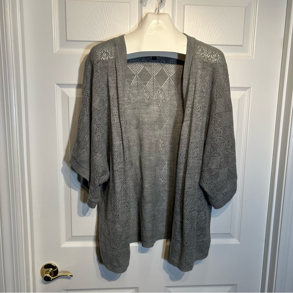 Elementz Open Front Diamond Weave Cardigan